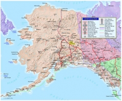 Yellow shows location of Delta Junction in the interior of Alaska

